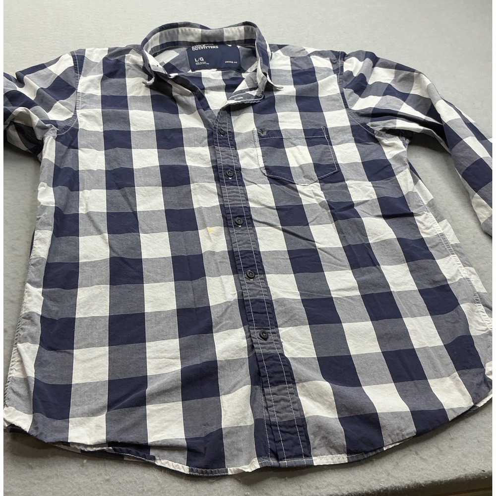 American Eagle Vintage Fit Buffalo Check Button Down Shirt Large‎ Navy White